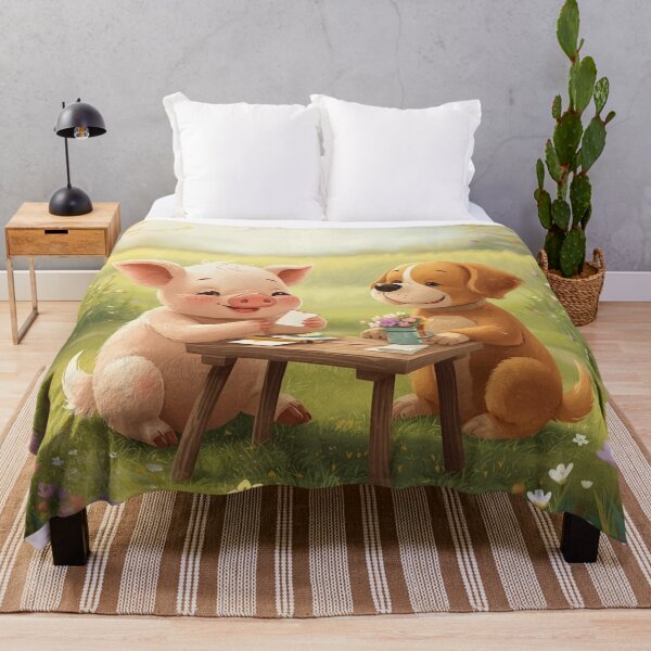 Item preview, Valentine’s Early Spring Pig & Dog • Soft Farm Meadow Love Art designed and sold by WildlifeWhimsy.