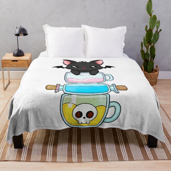 Item preview, Cute Kawaii Bat with Potion Bottles and Skull Mug Illustration designed and sold by Timegraf.