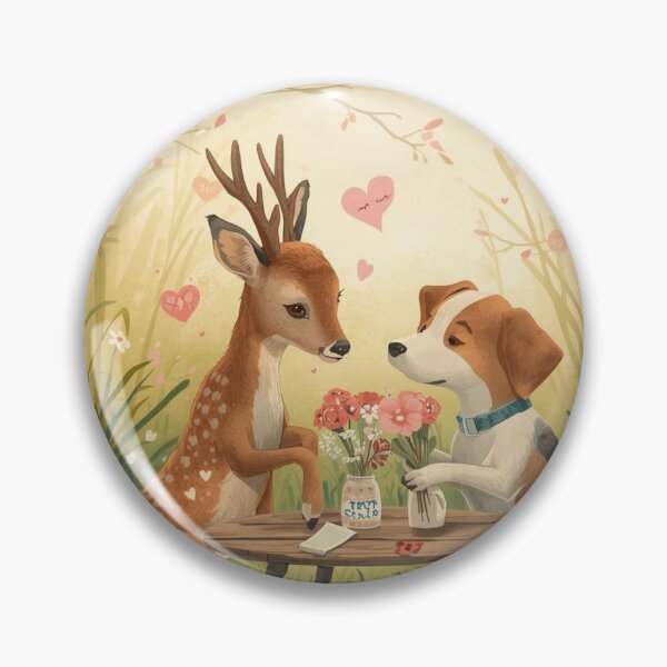 Item preview, Valentine’s Early Spring Deer & Dog • Soft Meadow Love Art designed and sold by WildlifeWhimsy.