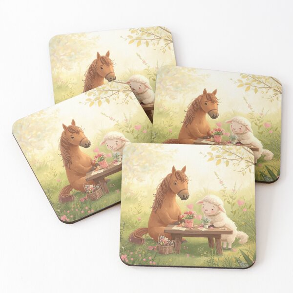 Item preview, Valentine’s Early Spring Horse & Sheep • Soft Meadow Love Art designed and sold by WildlifeWhimsy.