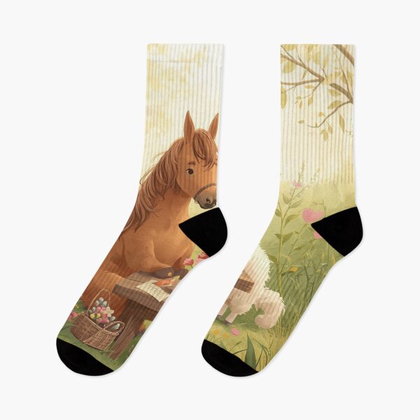 Item preview, Valentine’s Early Spring Horse & Sheep • Soft Meadow Love Art designed and sold by WildlifeWhimsy.
