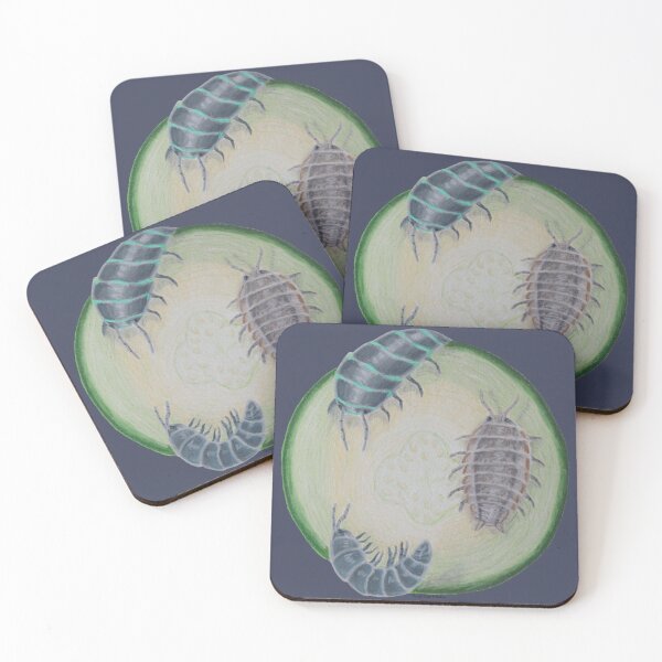 Item preview, Isopods on a zucchini slice in colored pencils. designed and sold by WolfRaven Creations.