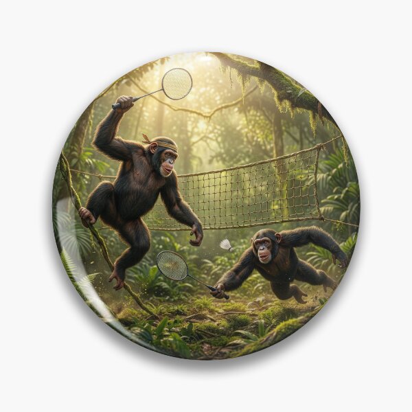 Item preview, Chimpanzees Playing Badminton designed and sold by Tridentulus.