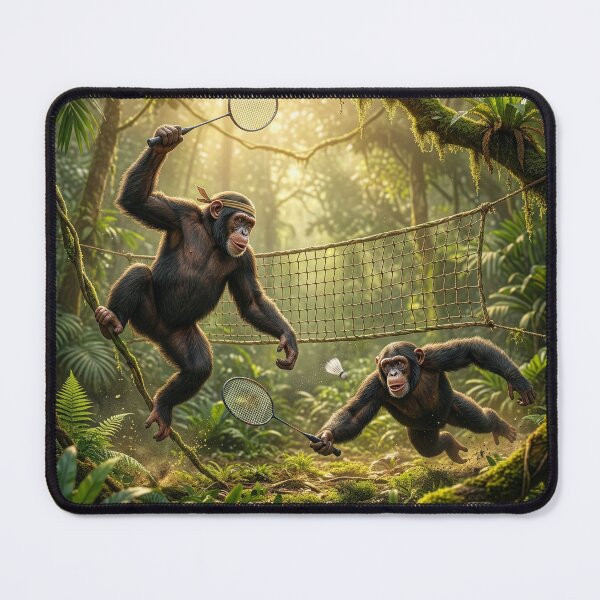 Item preview, Chimpanzees Playing Badminton designed and sold by Tridentulus.