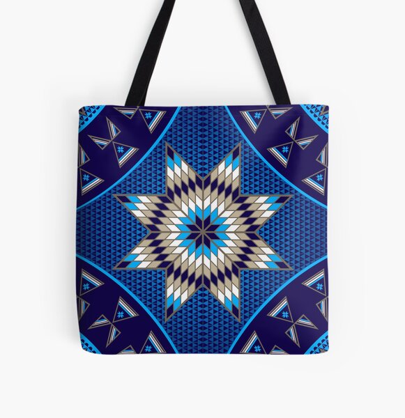Morning Star with Tipi's (Blue) All Over Print Tote Bag
