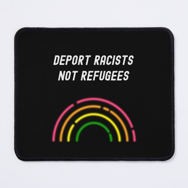 Item preview, Deport Racists Not Refugees with neon rainbow decal designed and sold by quinnhopp.