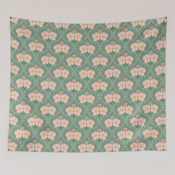 Item preview, Pink Flower Bloom Ogee Pattern designed and sold by ArtNoveltee.