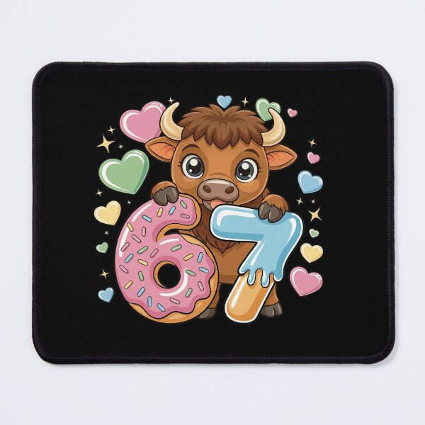 Item preview, Cute Bison Holding Donut 67 Six Seven Numbers designed and sold by LashondaGreen89.