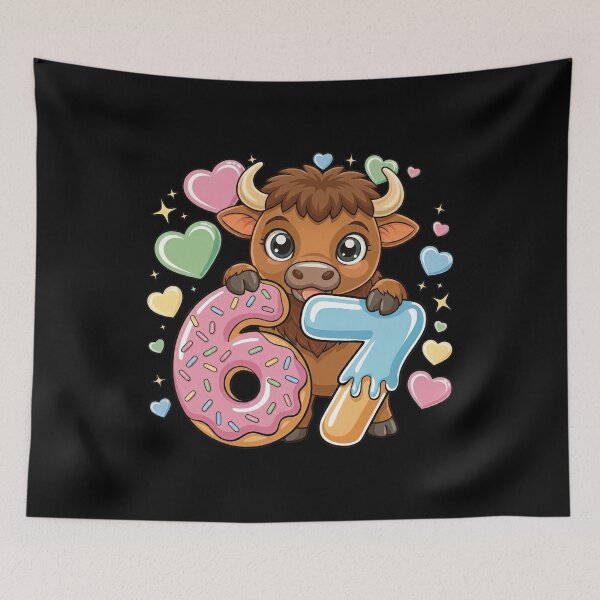 Item preview, Cute Bison Holding Donut 67 Six Seven Numbers designed and sold by LashondaGreen89.