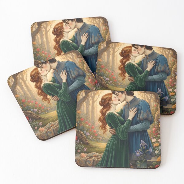 Item preview, The Lovers Tarot Art Print | Romantic Renaissance Wall Art | Dark Academia Fairy Tale Decor | Medieval Couple designed and sold by apixelwall.