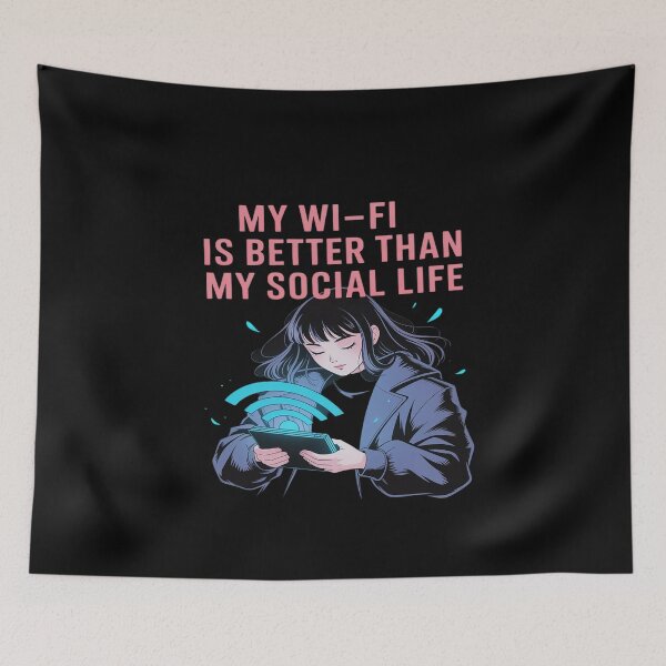 Item preview, Vaporwave Anime Girl My Wi-Fi Better Than My Social Life designed and sold by skanderio.