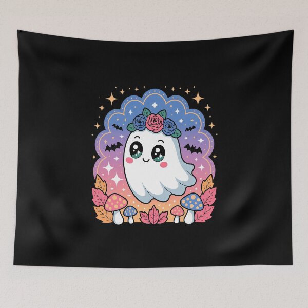 Item preview, Vintage Floral Ghost Halloween Cute Ghost Coquette Bows designed and sold by skanderio.