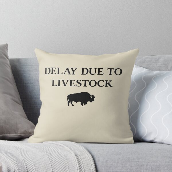 Item preview, Delay Due to Livestock – Minimal Country Humor Buffalo Design designed and sold by ThreadGhost.