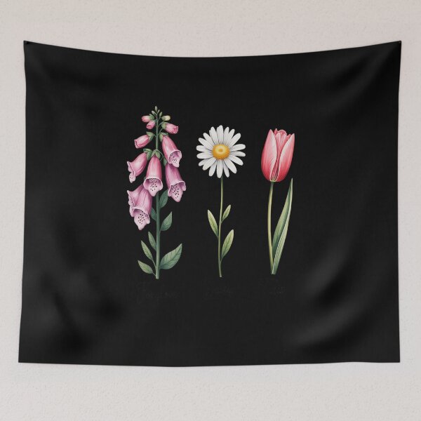 Item preview, Vintage Floral Plant Foxglove Daisy Tulip Flowers designed and sold by skanderio.