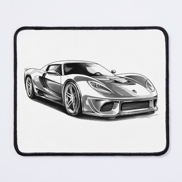 Item preview, Supercar Speed Machine – Black and White Sports Car Illustration designed and sold by inkoutninja.