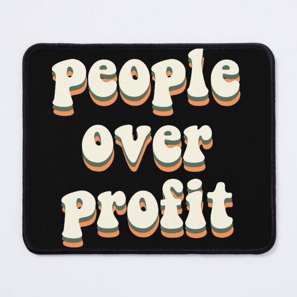 Item preview, people over profit (kot font, yellow green shadow letters) designed and sold by quinnhopp.