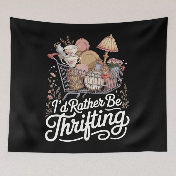 Item preview, I’d Rather Be Thrifting – Vintage Shopping Cart Illustration designed and sold by OskarCreates.