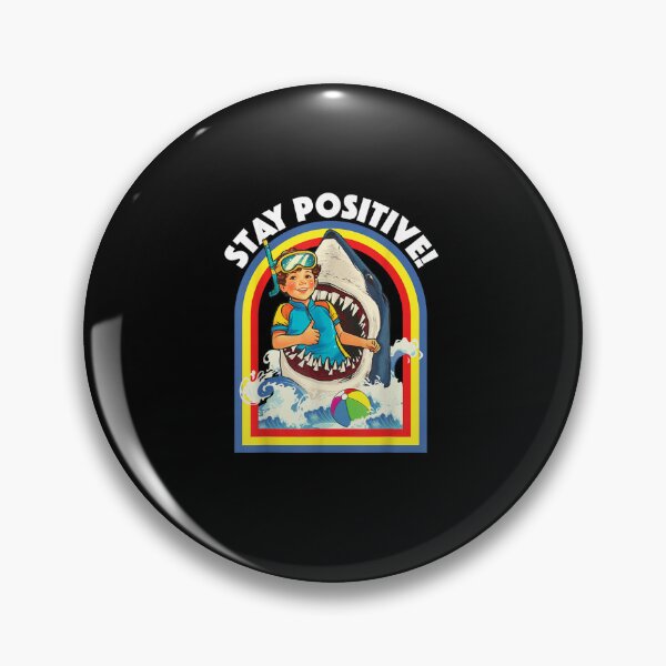 Item preview, Stay Positive Funny Shark Kid Illustration Retro Summer Design designed and sold by Wear the Art.