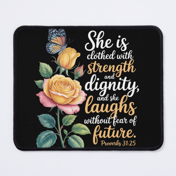 Item preview, Christian Bible Verse Butterfly Rose Flower Proverbs 31 25 designed and sold by duolastgend.