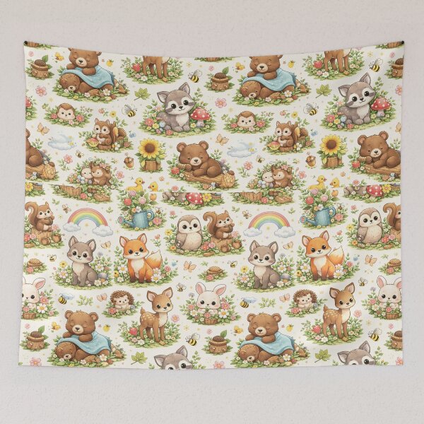 Item preview, Kawaii Woodland Forest Animals Pattern – Fox, Bunny, Bear, Deer, Owl & More – Seamless Cute Nature Design designed and sold by ThatBurrito.