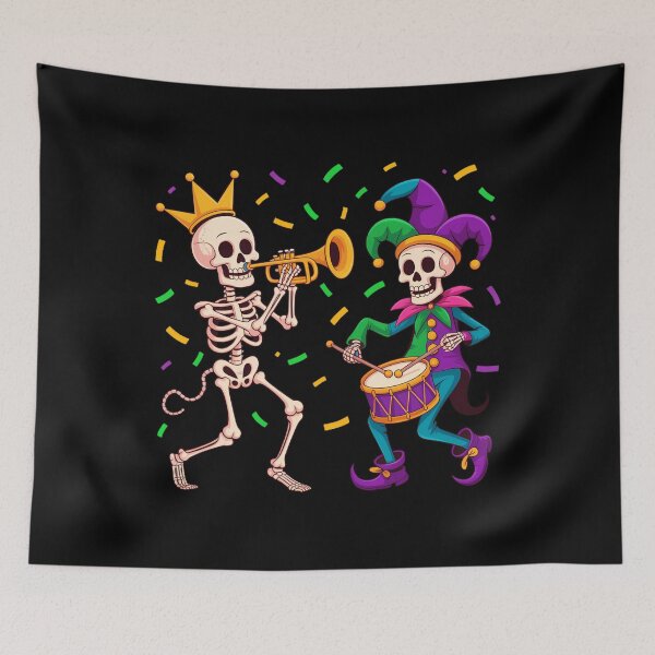 Item preview, Funny Mardi Gras Skeleton Dancing Festival designed and sold by Morphologiona.