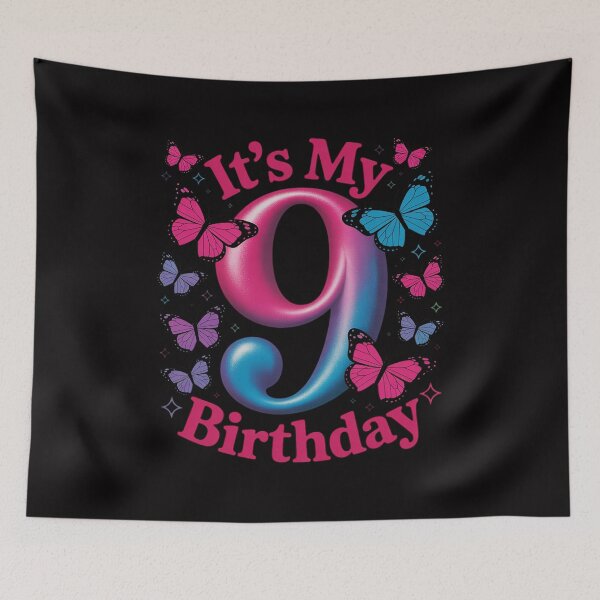 Item preview, Birthday Girl 9 Year Old, Butterfly, Number 9 designed and sold by tlallimicrichi.