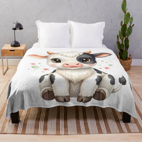 Item preview, Adorable Baby Cow with Flowers - Highland Style Aesthetic Art designed and sold by VibranPalette.