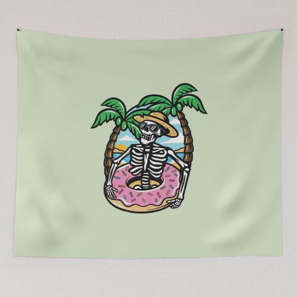 Item preview, A funny skeleton relaxing on the beach designed and sold by LuloCreative.
