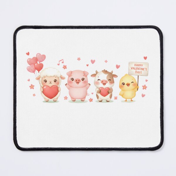 Item preview, Cute Watercolor Farm Animals Valentine’s Day Illustration designed and sold by VibranPalette.