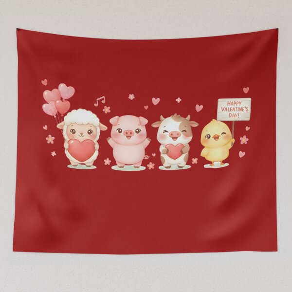 Item preview, Cute Watercolor Farm Animals Valentine’s Day Illustration  designed and sold by VibranPalette.