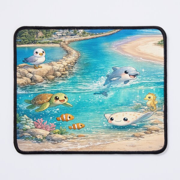 Item preview, Nambucca Heads – Cute Kawaii Australian Sea Animals Beach Illustration designed and sold by Paws-nd-Prints.