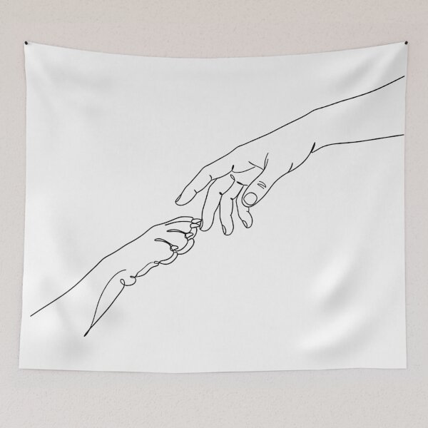 Item preview, Human and Dog Paw Touching Minimalist Black and White Line Art Illustration designed and sold by Timegraf.