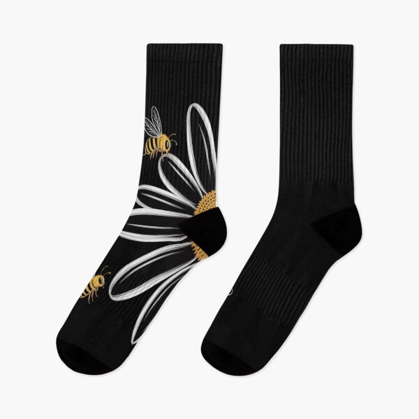 Artikelvorschau, Weiße und gelbe Gänseblümchen, niedliche, fröhliche Bienen, florales Grafikmotiv entworfen und verkauft von countntenov.