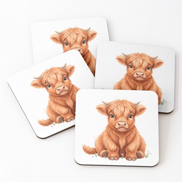 Item preview, Adorable Baby Highland Cow - Fluffy Calf Illustration designed and sold by VibranPalette.
