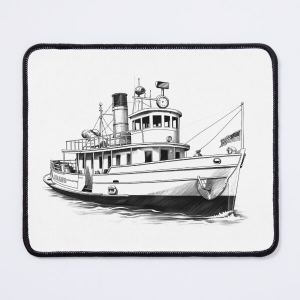 Item preview, Vintage Tugboat Illustration – Black and White Nautical Steamship Art designed and sold by inkoutninja.