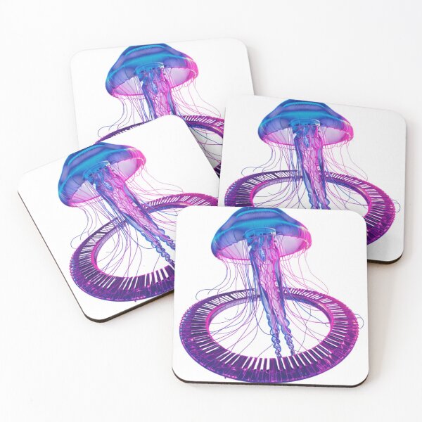 Item preview, Neon Jellyfish Playing Piano Synthwave Galaxy Art designed and sold by LuxuryApparels.