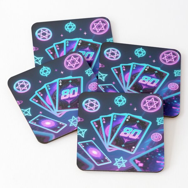 Item preview, Neon 80 Card Spread – Retro Synthwave Playing Cards Art designed and sold by Cristhian Almanza.