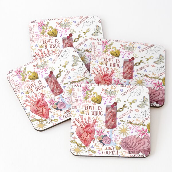 Item preview, love is a drug Valentines day art with flowers, hearts and brains designed and sold by MagentaRose.