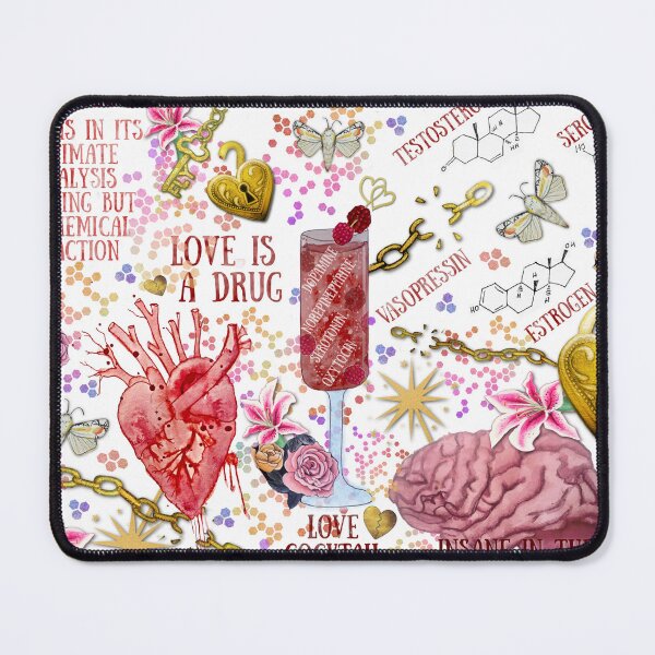 Item preview, love is a drug Valentines day art with flowers, hearts and brains designed and sold by MagentaRose.