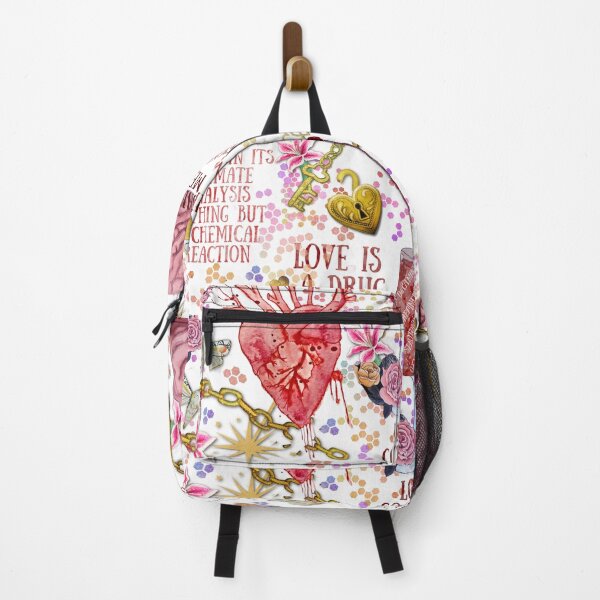 Item preview, love is a drug Valentines day art with flowers, hearts and brains designed and sold by MagentaRose.