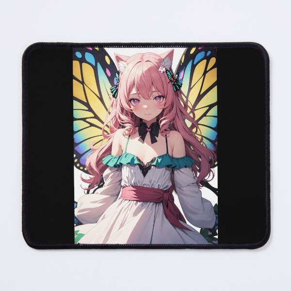 Item preview, Magical Pink Butterfly Fairy Cat Girl – Enchanted Floral Spring Anime Art designed and sold by iloveanimechibi.