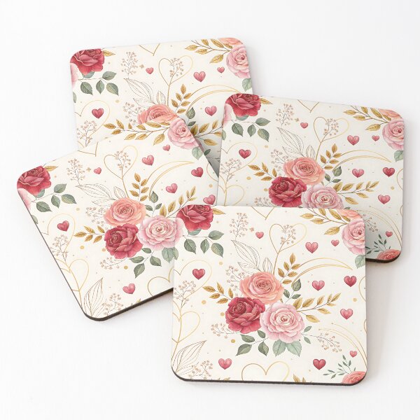 Item preview, Golden Bloom – Roses, Hearts & Luxe Love designed and sold by PatternFlux.