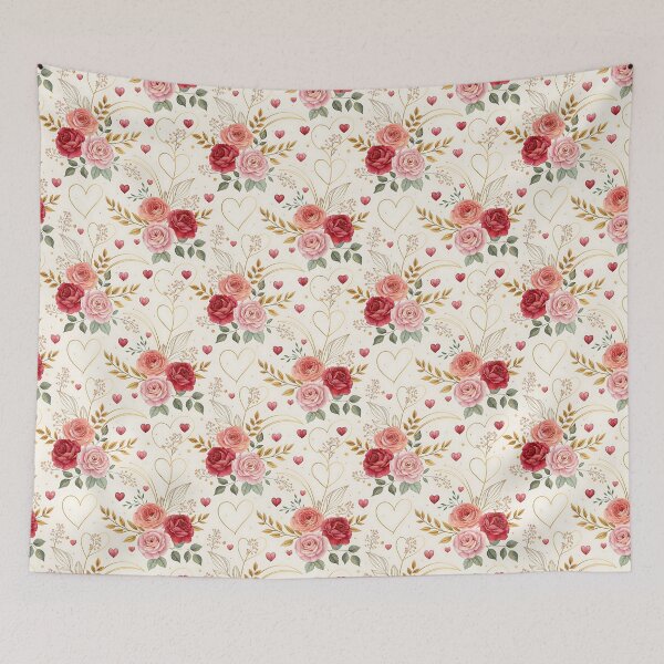 Item preview, Golden Bloom – Roses, Hearts & Luxe Love designed and sold by PatternFlux.