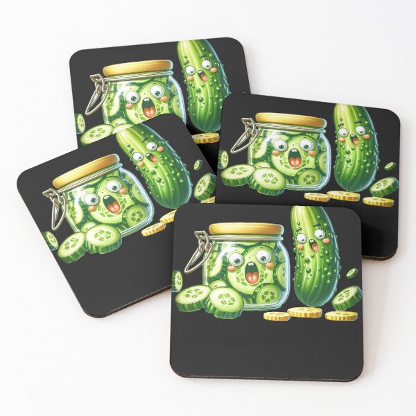 Item preview, Funny Surprised Cucumber Pickle And a Sliced Pickles Jar vegan designed and sold by PinkyDona.