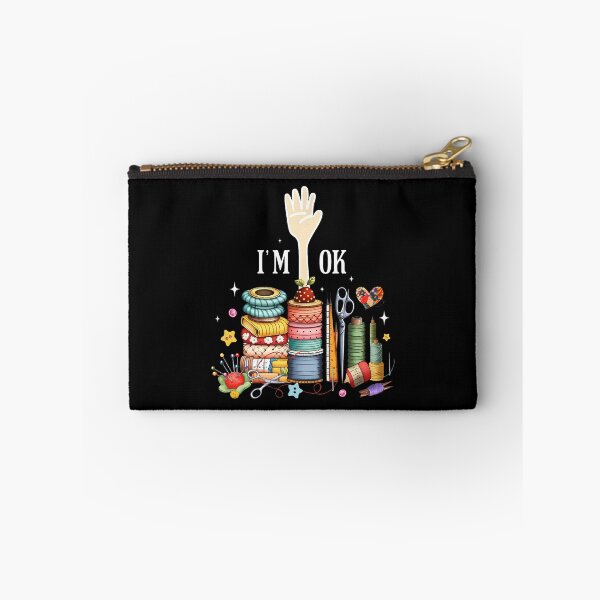 Item preview, Funny Women Quilting Quilter Sewer Sewing I'M Ok Hand Fabric designed and sold by caiknelinex.
