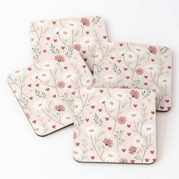 Item preview, Daisy Love – Hearts, Petals & Beige Whimsy designed and sold by PatternFlux.