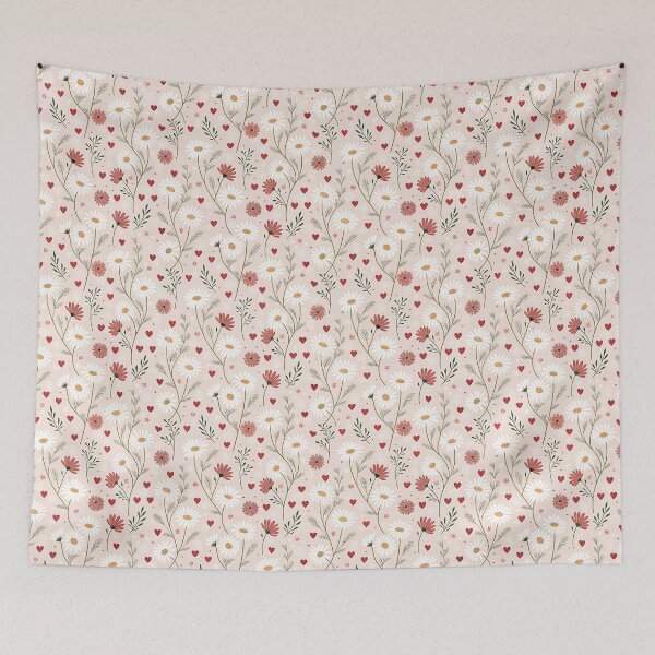 Item preview, Daisy Love – Hearts, Petals & Beige Whimsy designed and sold by PatternFlux.