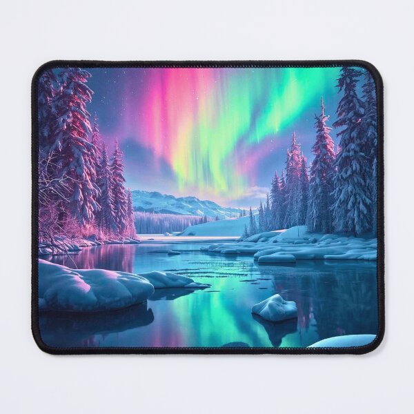 Item preview, Colourful night sky in the winter woods designed and sold by SimplerrrHQ.