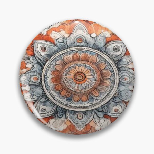 Item preview, Petal Spiral – Ornamental Mandala in Orange, Blue, and Beige designed and sold by Cristhian Almanza.