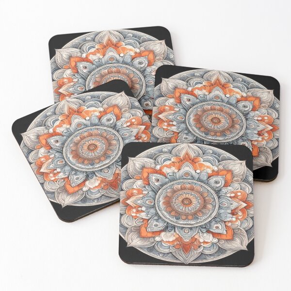 Item preview, Petal Spiral – Ornamental Mandala in Orange, Blue, and Beige designed and sold by Cristhian Almanza.